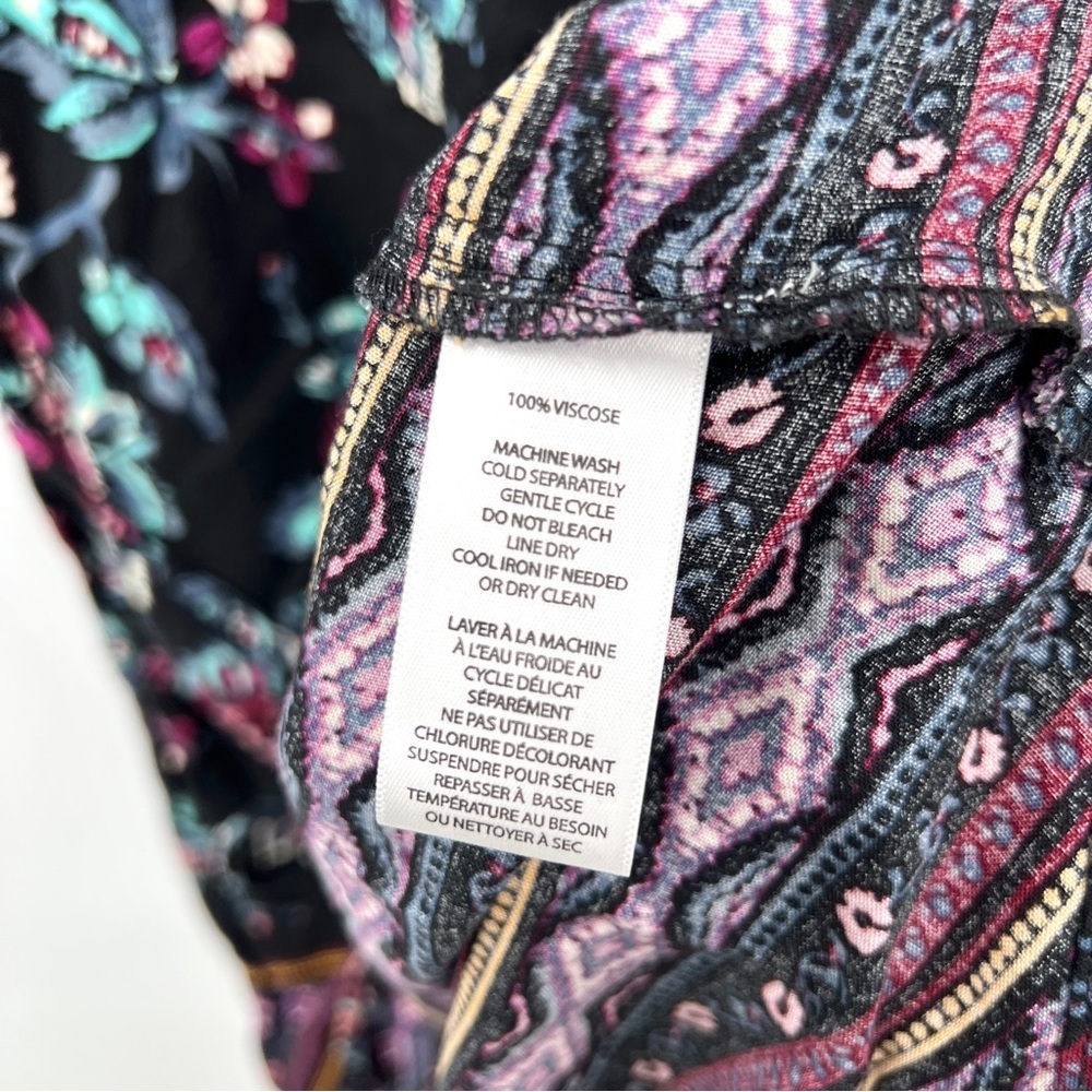 BEACH LUNCH LOUNGE Woman's Black & Floral Lightweight Midi Dress Size SP - Picture 5 of 11